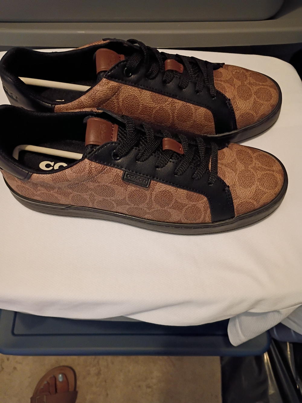Coach Brown Signature Canvas Low-Top Sneakers with Black Trim